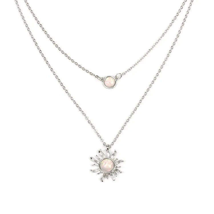 Multi-layered Sun Flower Necklace Female Fashion Opal Clavicle Chain