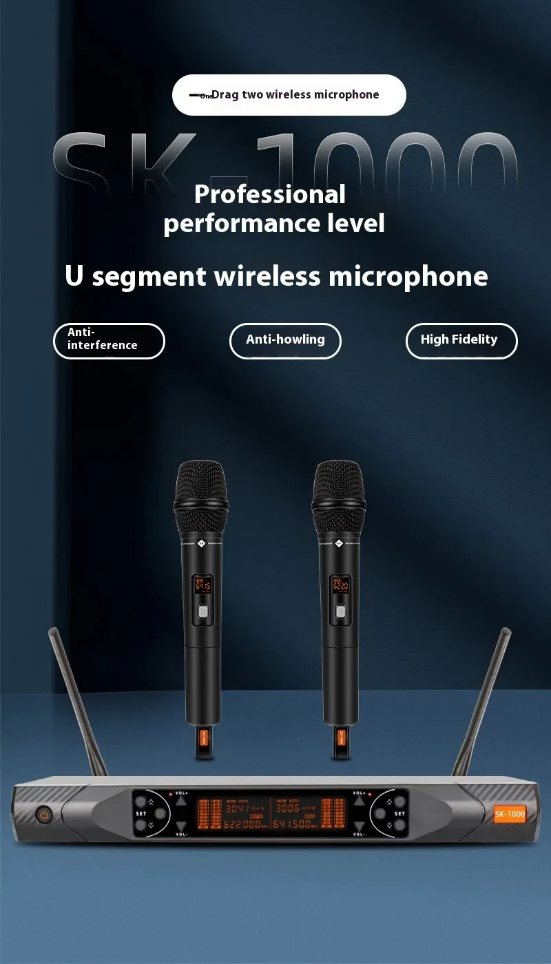 Wireless Microphone One-to-two FM Stage Performance Microphone