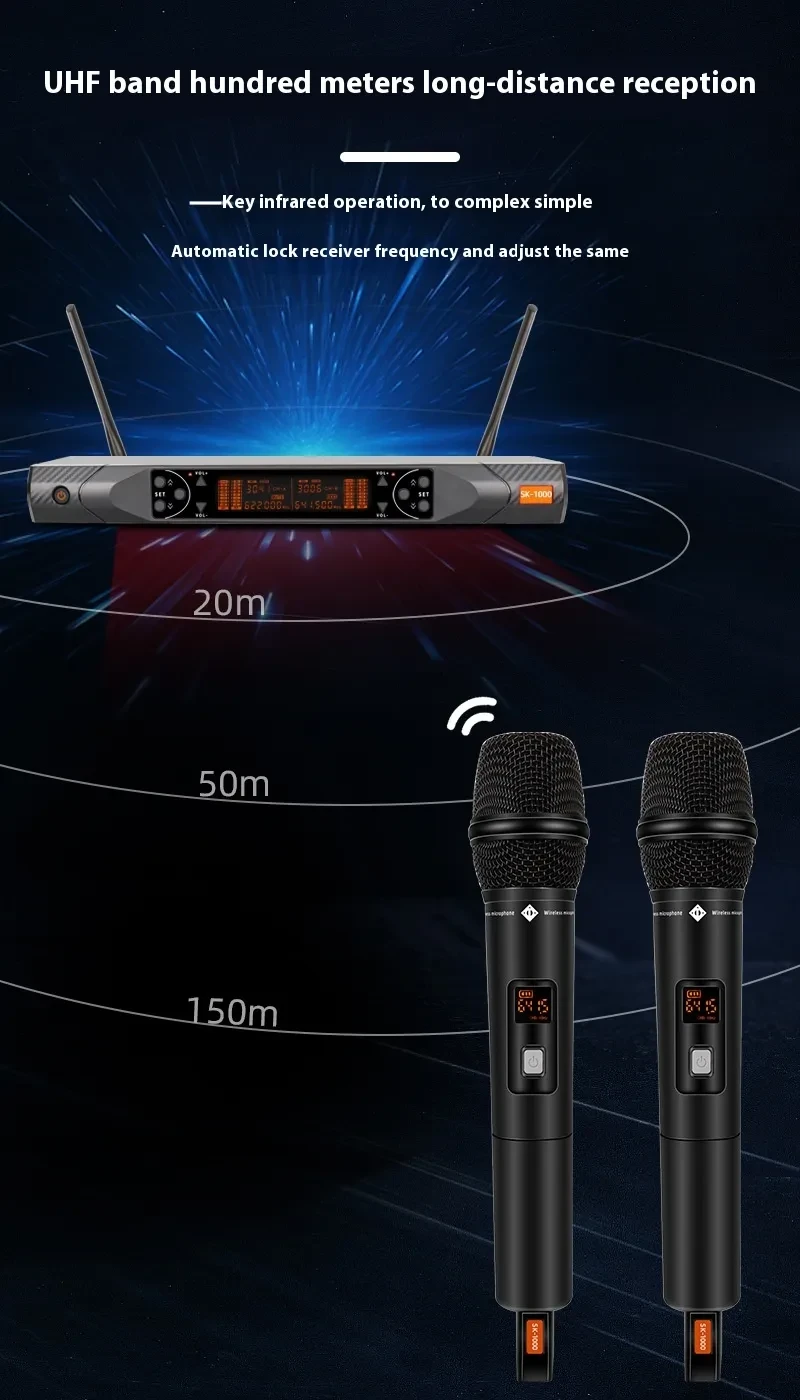 Wireless Microphone One-to-two FM Stage Performance Microphone