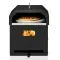 Black, Square Pizza Oven With Handle, Iron Charcoal Oven