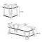 20 Inch Square End Table, Modern Stainless Steel End Table, Double-Layer Clear Tempered Glass Coffee Table, Side Table With Storage, For Living Room Home Office, Silver