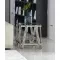 20 Inch Square End Table, Modern Stainless Steel End Table, Double-Layer Clear Tempered Glass Coffee Table, Side Table With Storage, For Living Room Home Office, Silver