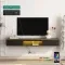 Floating TV Stand Wall Mounted With 16 Color LEDs,Modern TV Stand, Floating TV Cabinet Entertainment Center For 55 60 65 Inch TV, Black