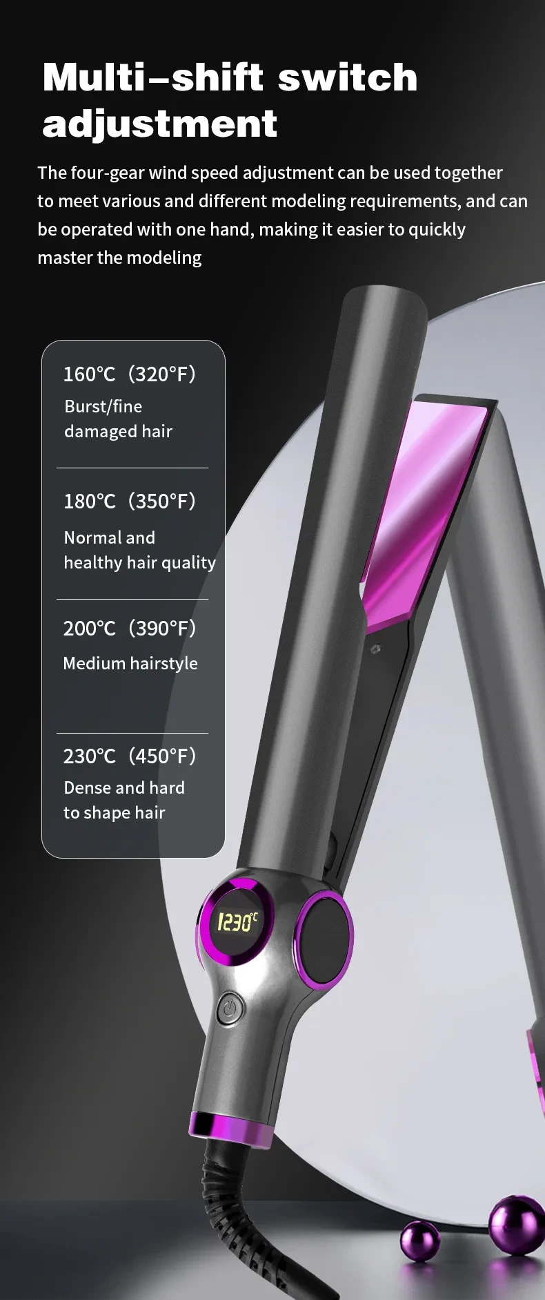 Digital Display Hair Straightener Dual-use Automatic Hair Curler