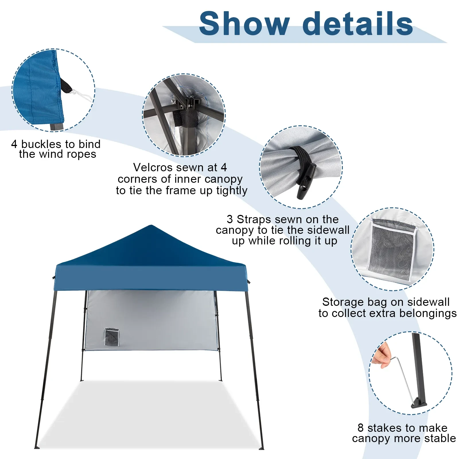 6X6ft Sky Blue Diagonal Band With One Side Of Surrounding Cloth Folding Shed