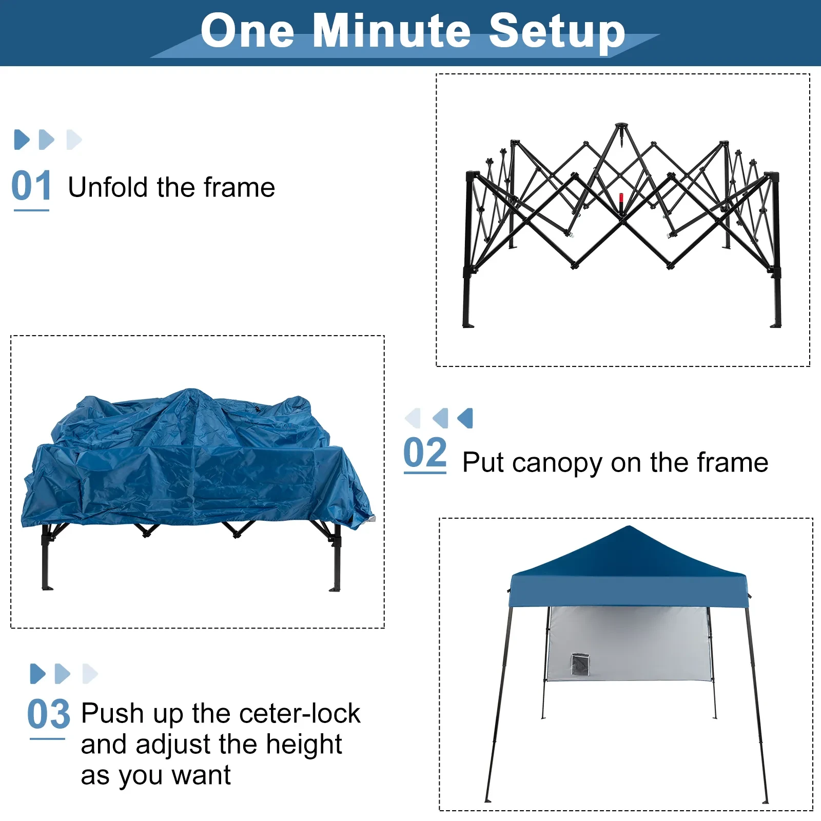 6X6ft Sky Blue Diagonal Band With One Side Of Surrounding Cloth Folding Shed