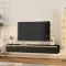 Floating TV Stand, Wall Mounted TV Shelf With Led Lights & Power Outlet, High Gloss TV Cabinet for Black Tv Stands for Living Room