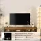 Floating TV Stand, Wall Mounted TV Shelf With Led Lights & Power Outlet, High Gloss TV Cabinet for Black Tv Stands for Living Room