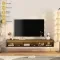 Floating TV Stand, Wall Mounted TV Shelf With Led Lights & Power Outlet, High Gloss TV Cabinet for Black Tv Stands for Living Room
