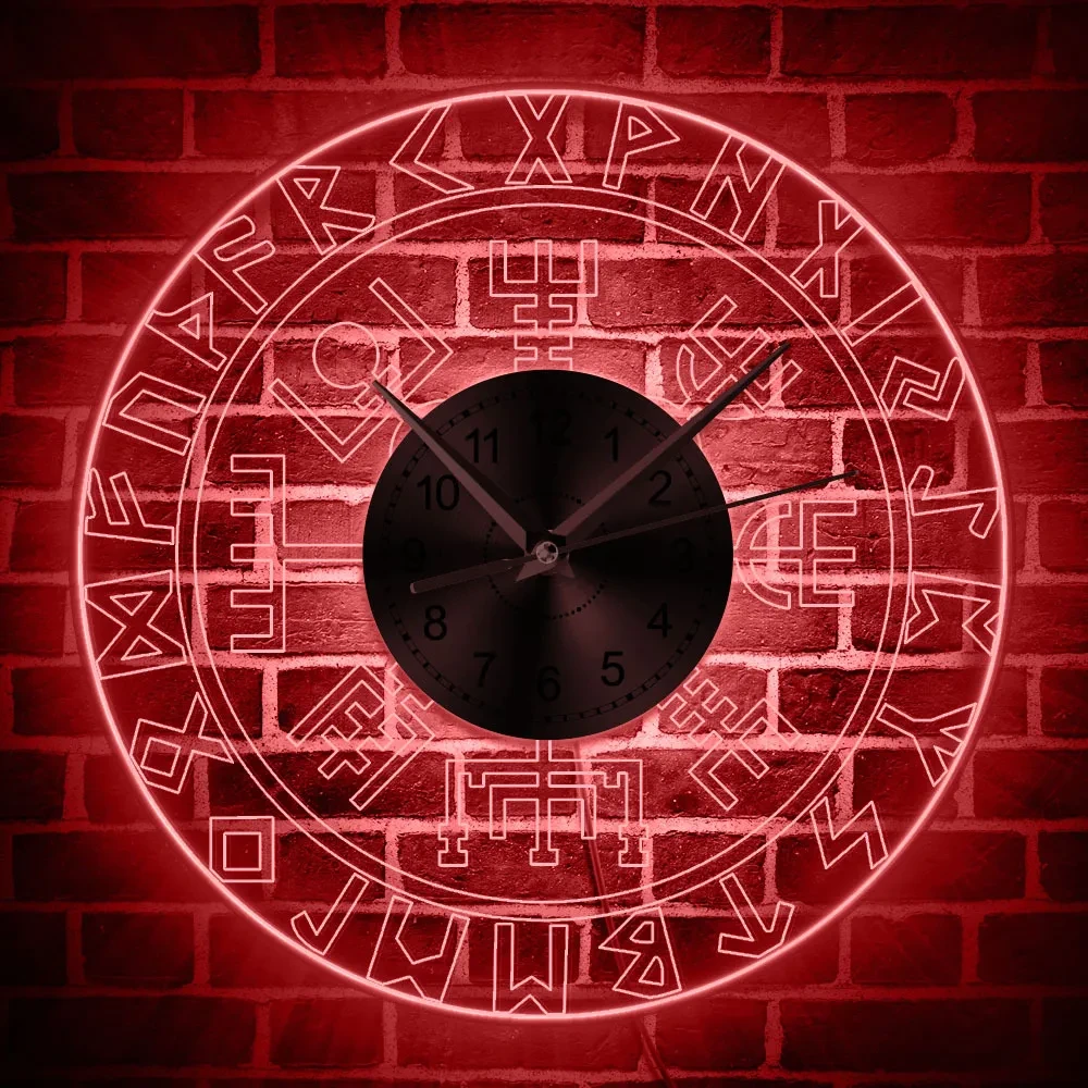 Viking Rune Transparent Acrylic Wall Clock