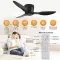 42 Inch Lampless Recessed Ceiling Fan, 3 Reversible Blades With 6-Speed Reversible DC Motor, Low Profile Ceiling Fan, Suitable For Living Room, Kitchen, Bedroom