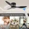 42 Inch Lampless Recessed Ceiling Fan, 3 Reversible Blades With 6-Speed Reversible DC Motor, Low Profile Ceiling Fan, Suitable For Living Room, Kitchen, Bedroom