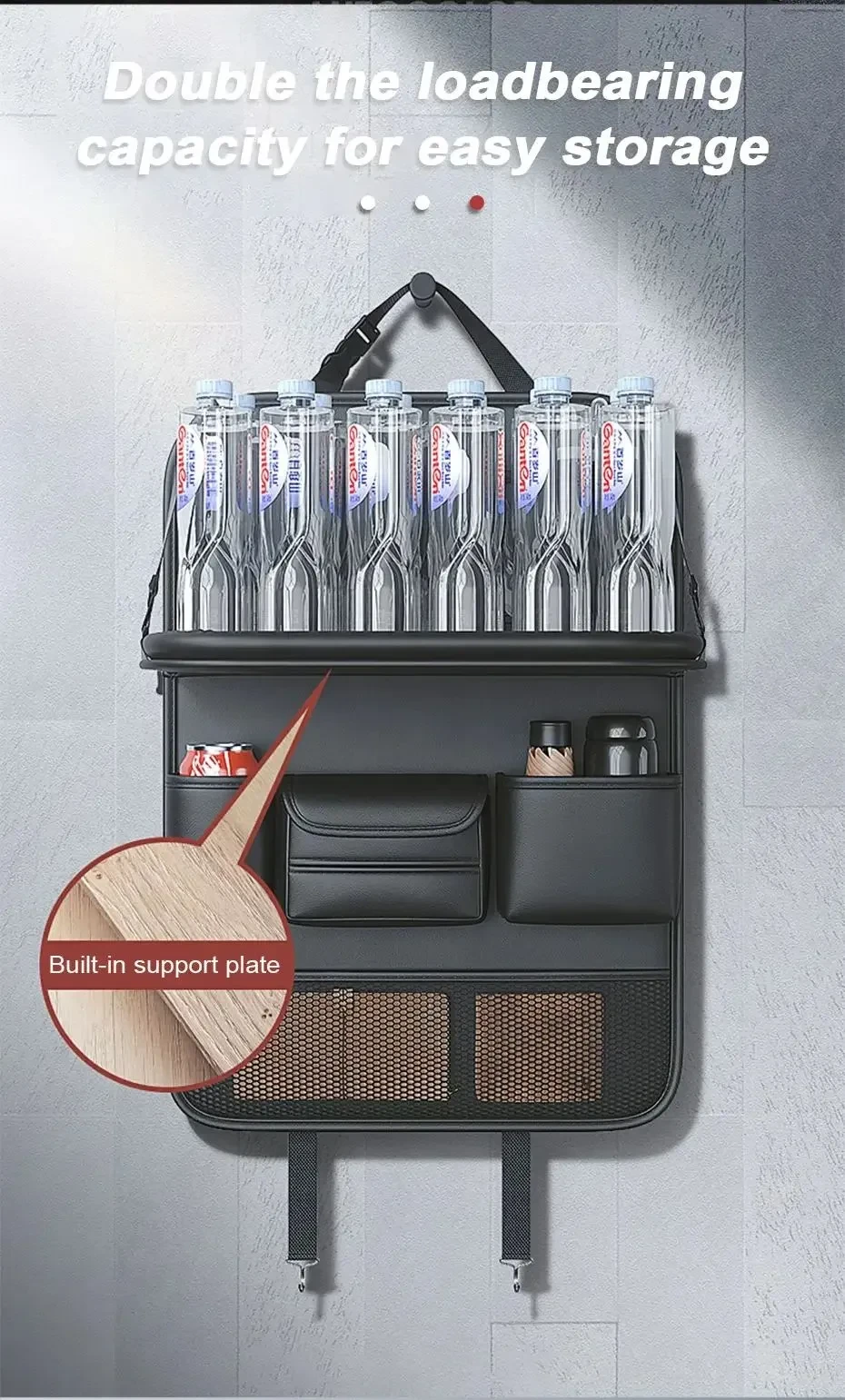 Car Seat Storage Bag Auto Back Seat Back Organizer With Foldable Table Tray PU Leather Tablet Holder Tissue Box Car Accessories