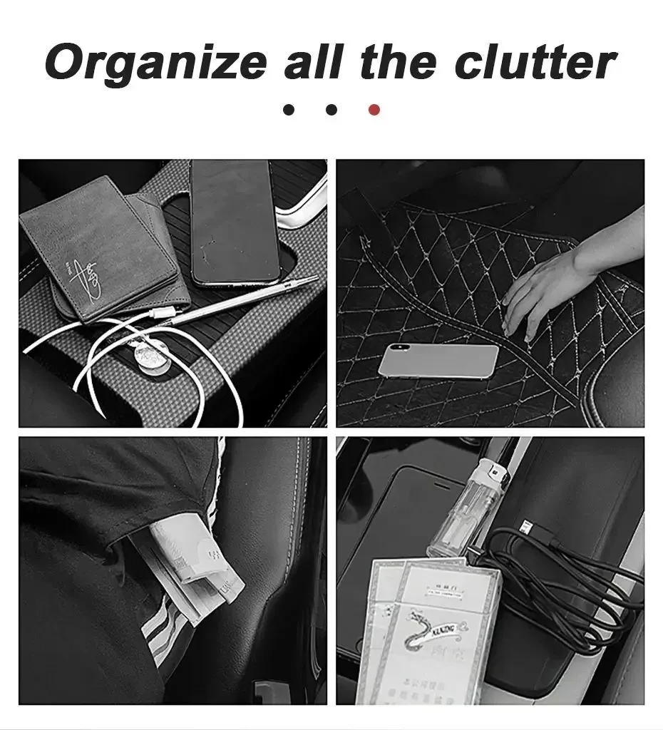 Car Seat Storage Bag Auto Back Seat Back Organizer With Foldable Table Tray PU Leather Tablet Holder Tissue Box Car Accessories