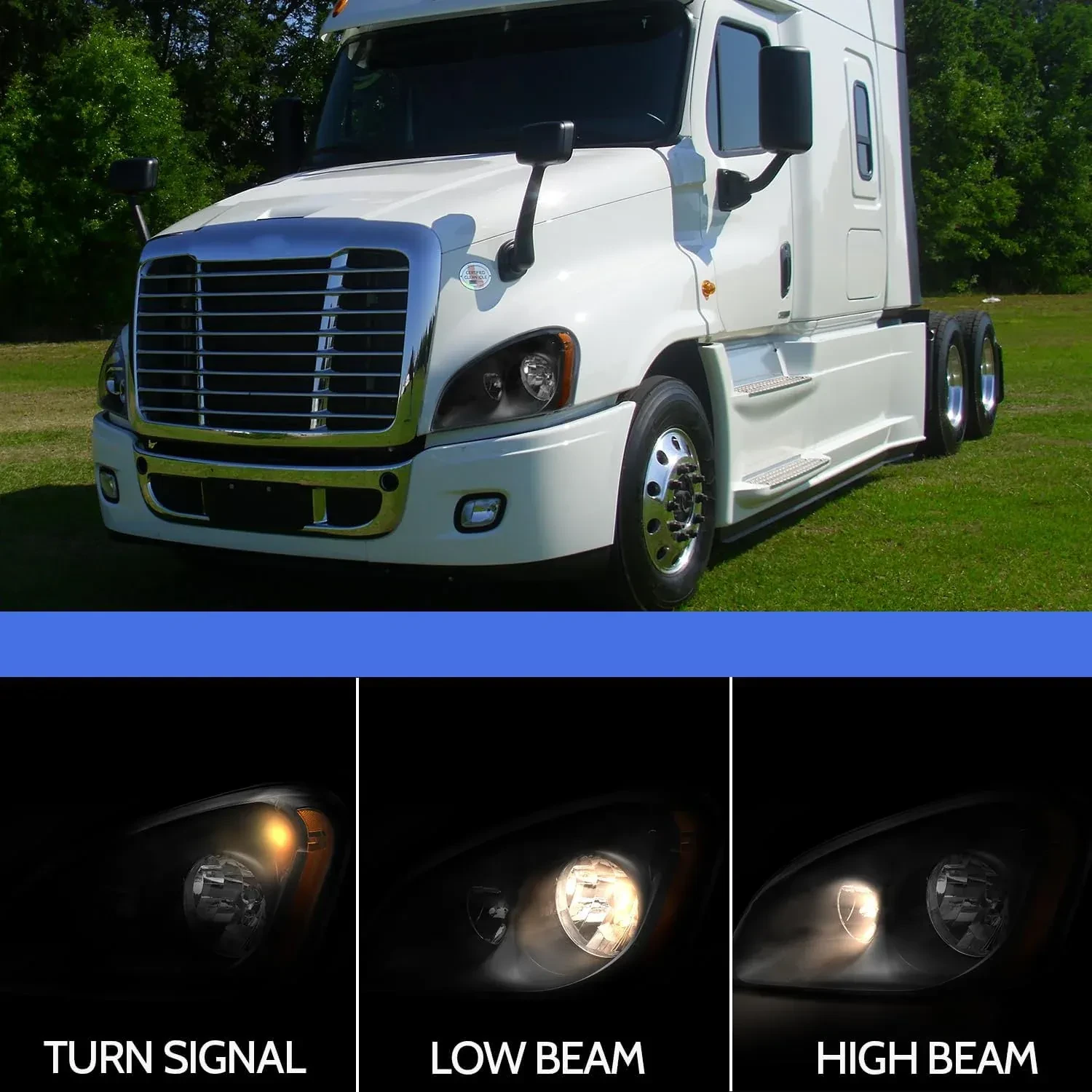 Headlights Freightliner Cascadia,Black Housing Headlamps,Left And Right Pair Set, Including Halogen Bulbs