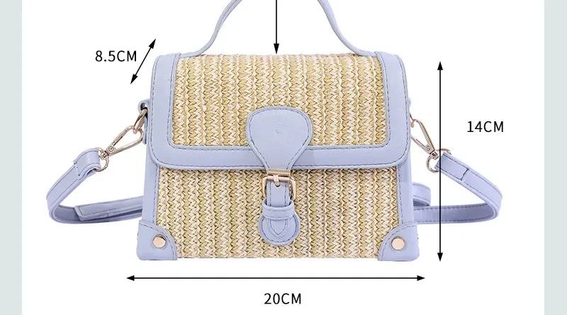 Straw Box Single-Shoulder Diagonal Women'S Bag Hit Color Lock Buckle Casual Fashion Clamshell Custom Bag