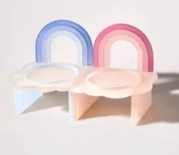 Rainbow Cat And Dog Bowl Rack Cute Pet Supplies