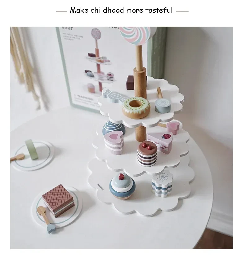 Girl's Birthday Gift Wooden Cake Toy