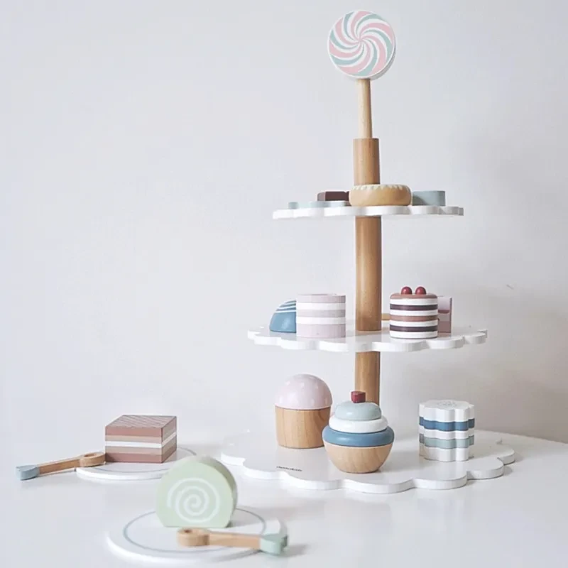 Girl's Birthday Gift Wooden Cake Toy