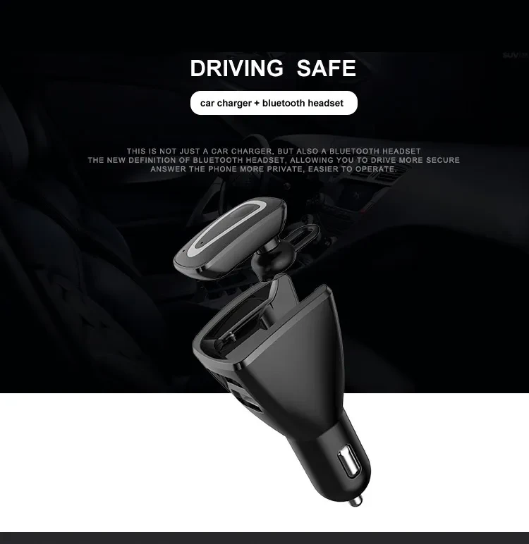 Mobil Bluetooth Headset dengan Dual USB Pengisian Kompartemen