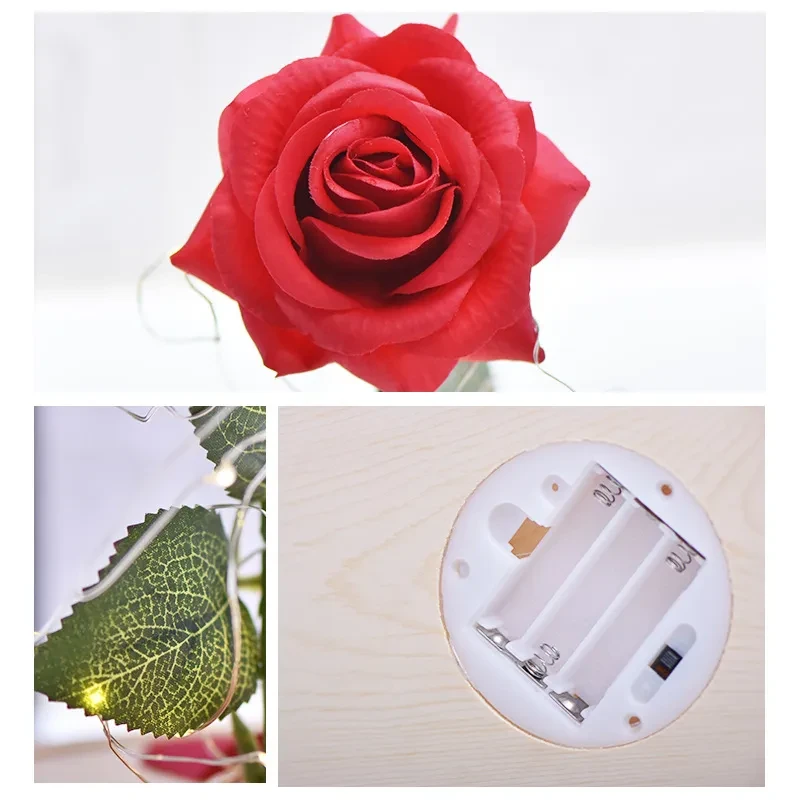 Glass Cover Rose LED Supper Light Valentine Day