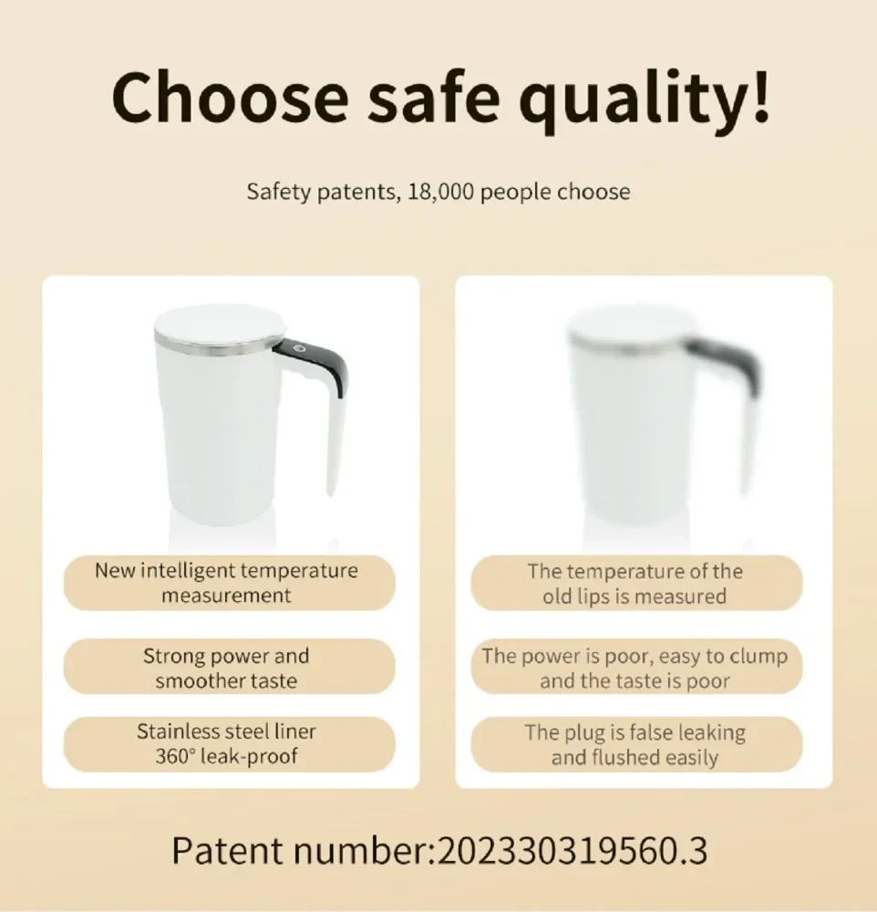 Automatic Coffee Stirring Cup, Stainless Steel Self-Stirring Coffee Cup With Lid, Auto Stir & Heating Feature, LED Intelligent Display Temperature