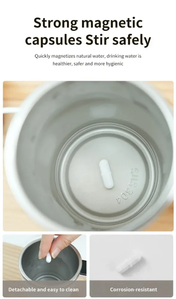 Automatic Coffee Stirring Cup, Stainless Steel Self-Stirring Coffee Cup With Lid, Auto Stir & Heating Feature, LED Intelligent Display Temperature