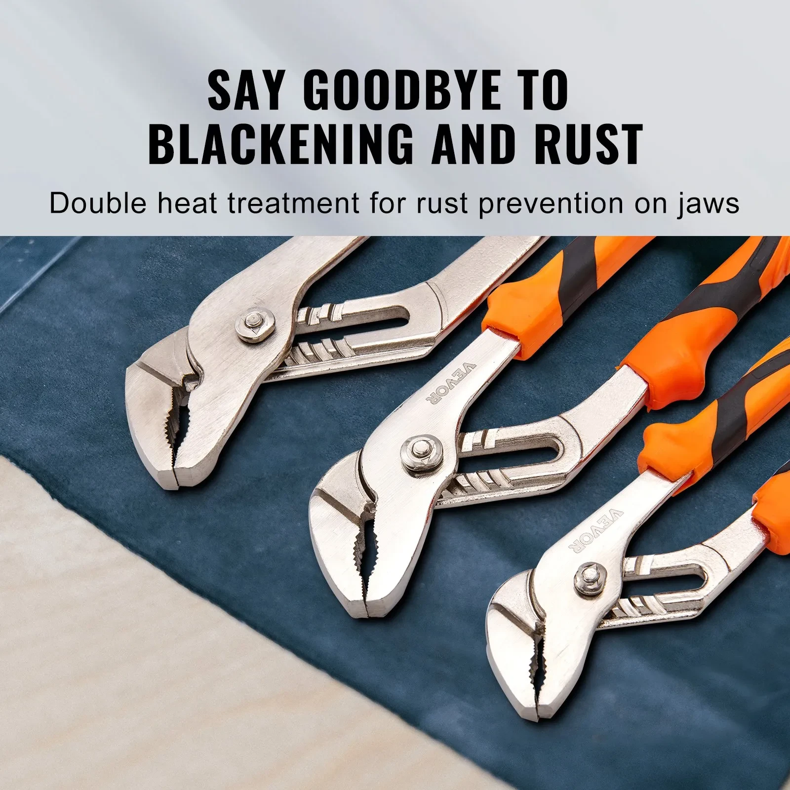 VEVOR 3-Piece Groove Joint Pliers Set, Heat-Treated High Carbon Steel WaterPump Pliers, Button Quick Adjustable Pliers For Home Repair, Gripping, Nuts, Bolts, Pipes, Fittings