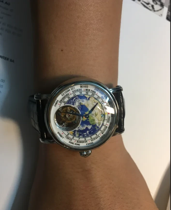 3D Globe Tourbillon Round Watch Fashion