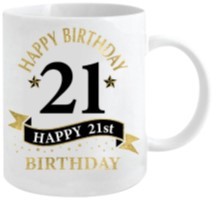 21ST WHITE AND GOLD MUG 360ML