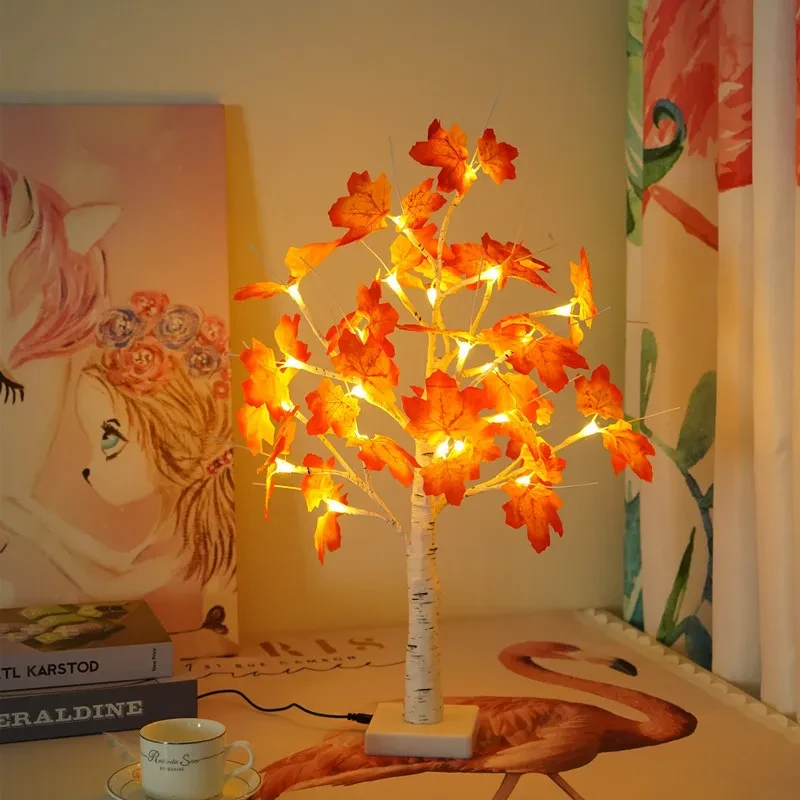 USB Birch Maple Leaf Shaped Tree Lamp Christmas