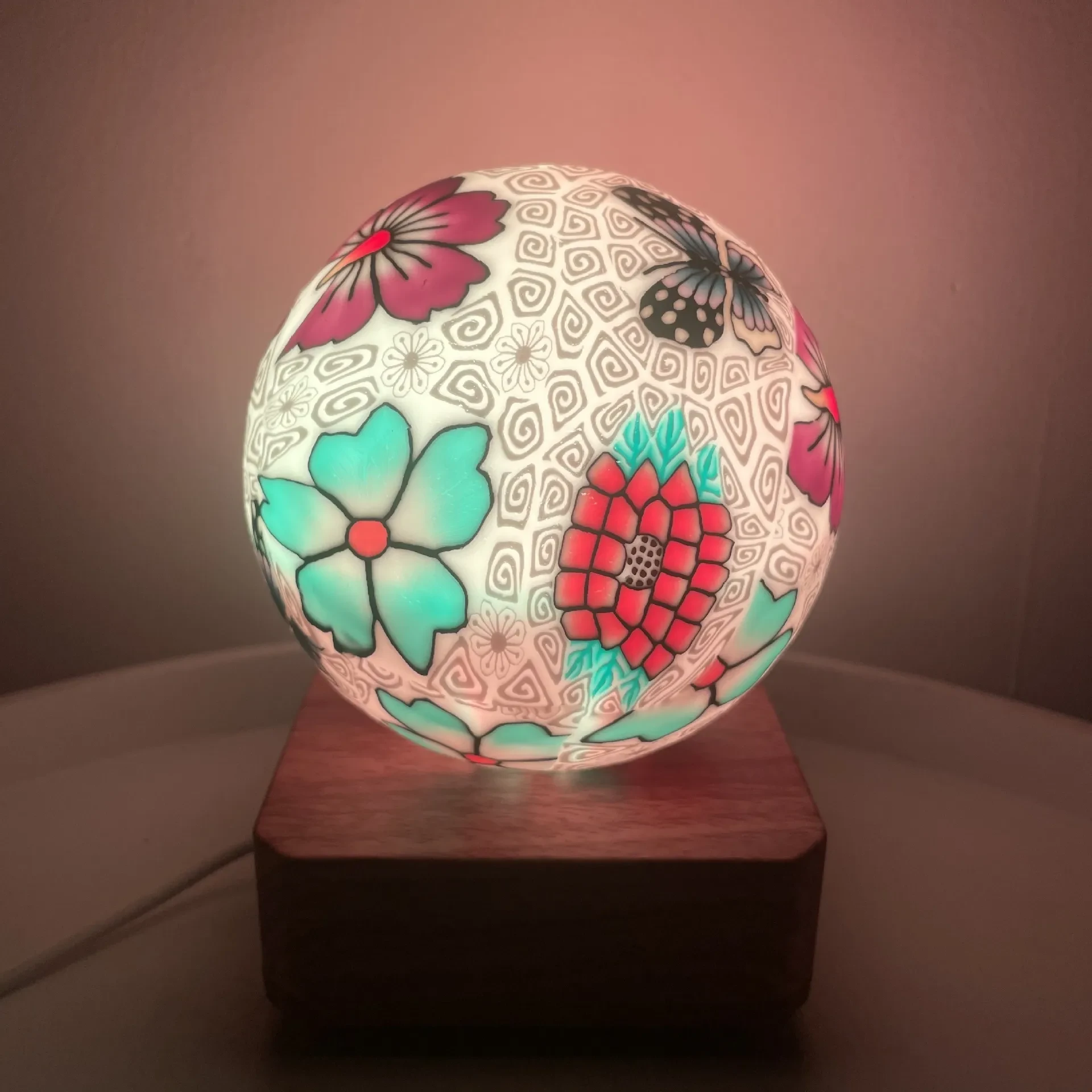 Glass Ball Lamp USB Plug In LED Colorful Dimming Soft Ceramic Glass Decorative Lamp