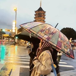 Vintage Stained Automatic Umbrella