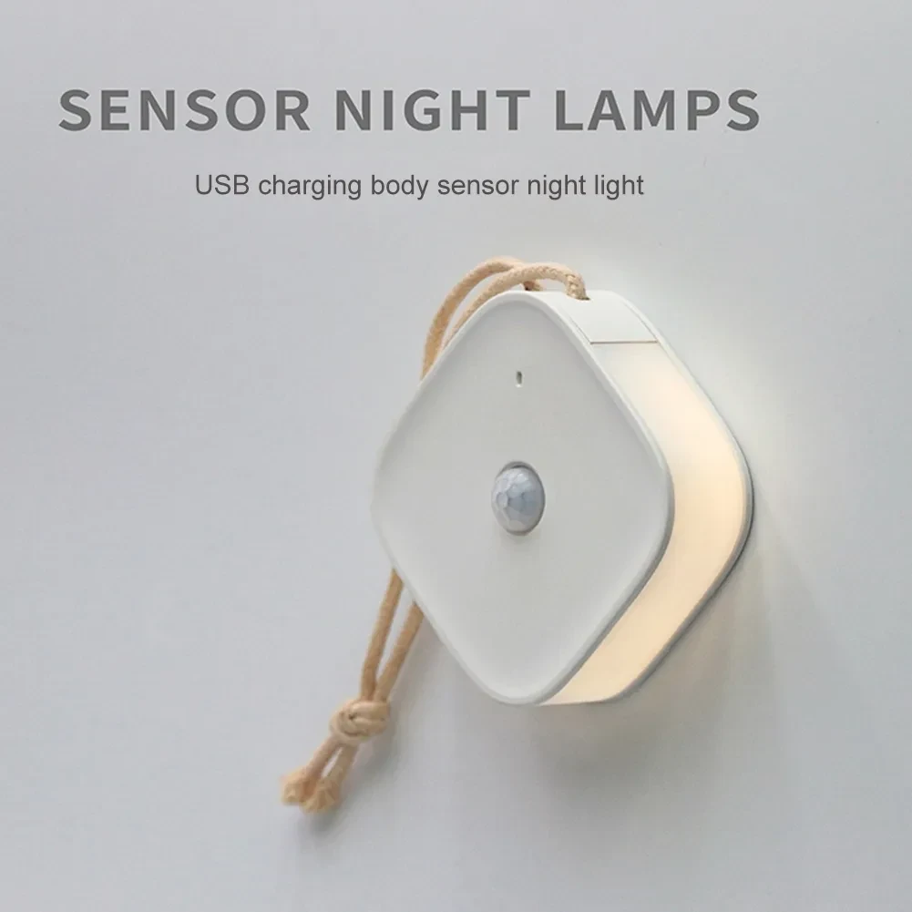 LED Night Wall Lamp Motion Sensor Human Induction Light USB Rechargeable