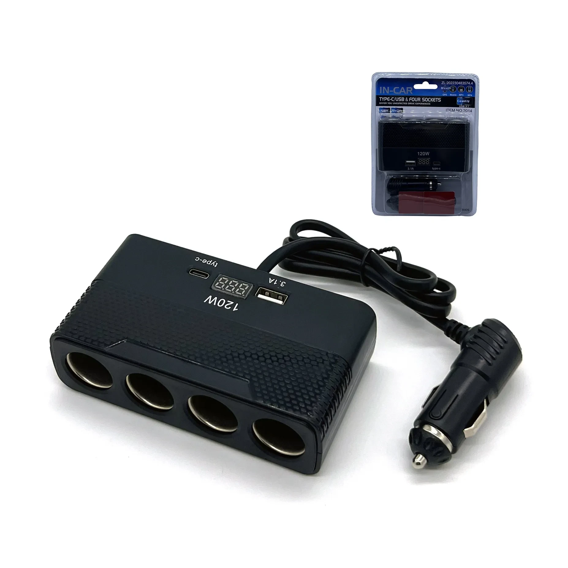 Simple Household Portable Digital Display Car Cigarette Lighter