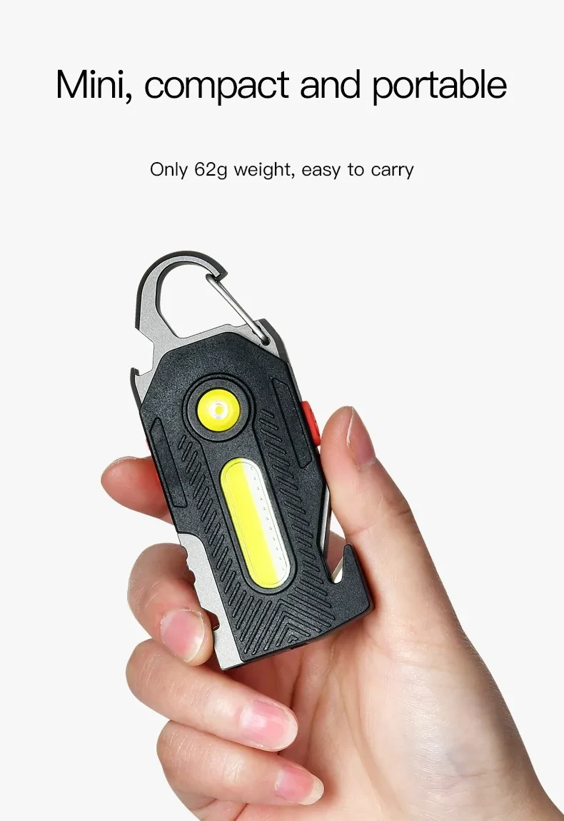 Multifunctional Charging Emergency Light Convenient Keychain Work Light COB High Brightness Maintenance Light Outdoor Camping LED Light