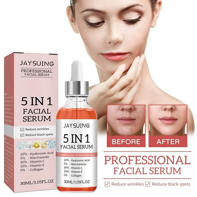 5 In 1 Facial Serum,30 Vitamin C Face Serum,Anti Aging Reduces Wrinkles Hydrating Collagen Facial Serum With Niacinamide,,Hyaluronic Acid, Vitamin E
