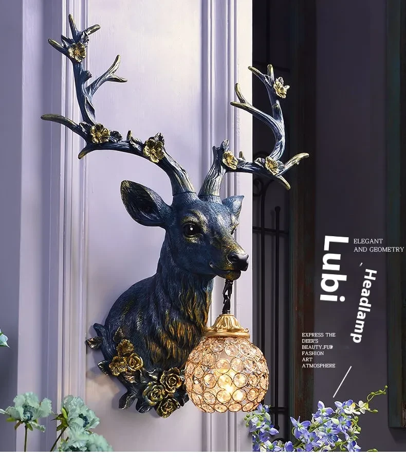 Lucky Antlers Wall Lamp Vintage Ornament Wall Lamp