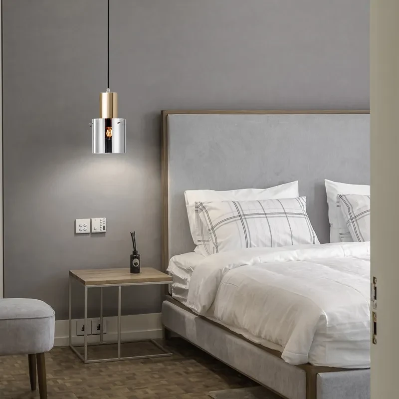 Electroplating Smoky Glass Bar Small Chandelier Bedside Lamp
