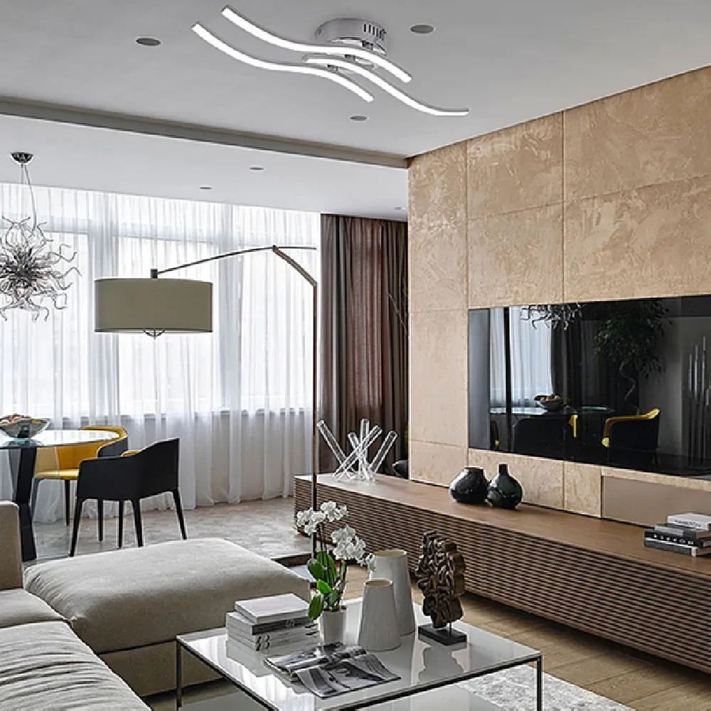 Nordic Three Wave Ceiling Lamp Simple Modern Bedroom Lighting