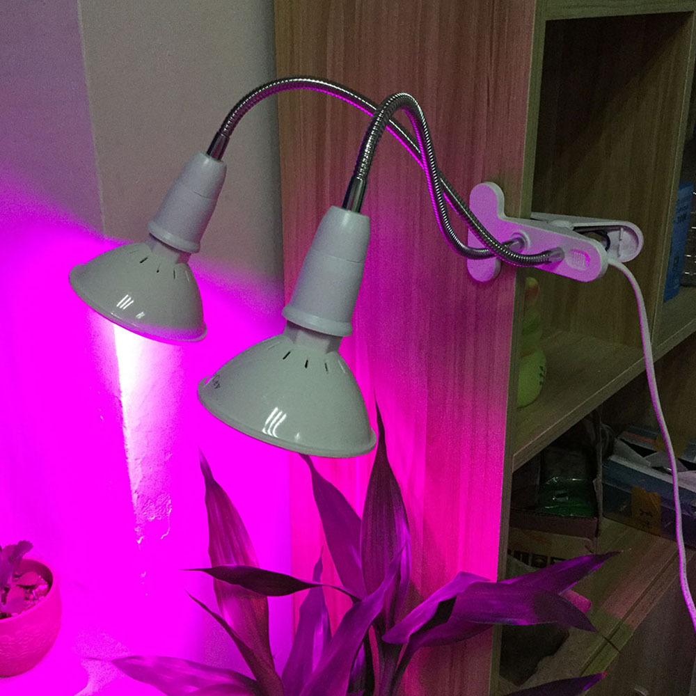 LED Grow Light 360 Degrees Flexible Desk Lamp Holder E27 Base Light Socket Gooseneck Clip-On Cable With On Off