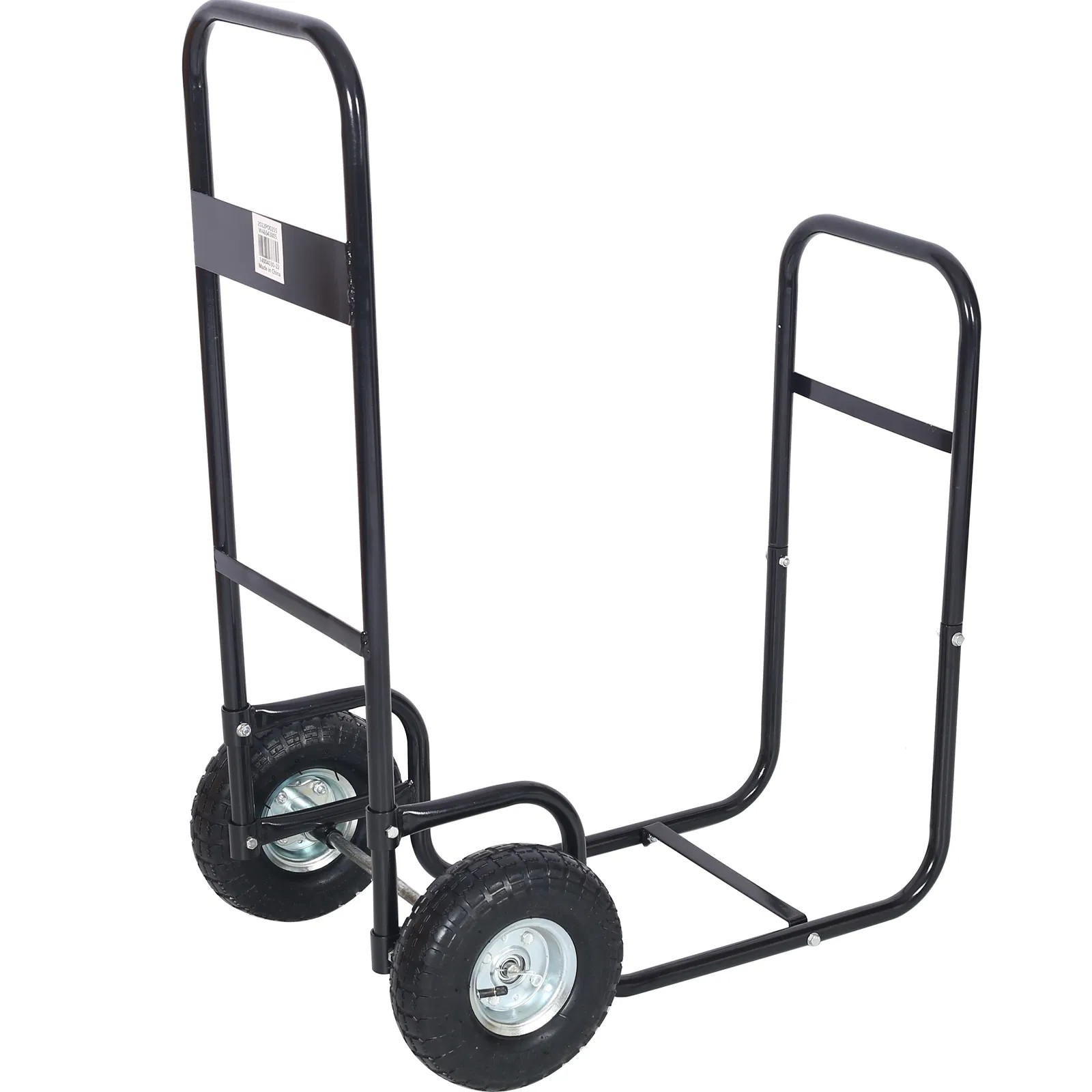 Firewood Cart: Heavy Duty Fireplace Log Rolling Cart with Pneumatic Wheels