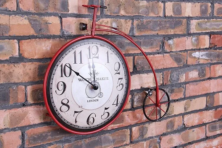 American Retro Bike Clock Wall Mount Cafe