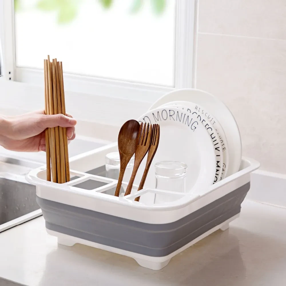 Folding Kitchen Dish Drainer Drying Rack Tableware Plate Holder Dinnerware Shelf Storage Organizer Kitchen Accessories