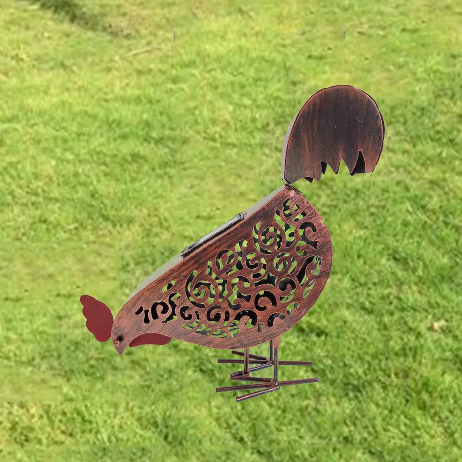 Solar Garden Lamp Iron Rooster Shape Landscape Light Outdoor Decorative Lamp
