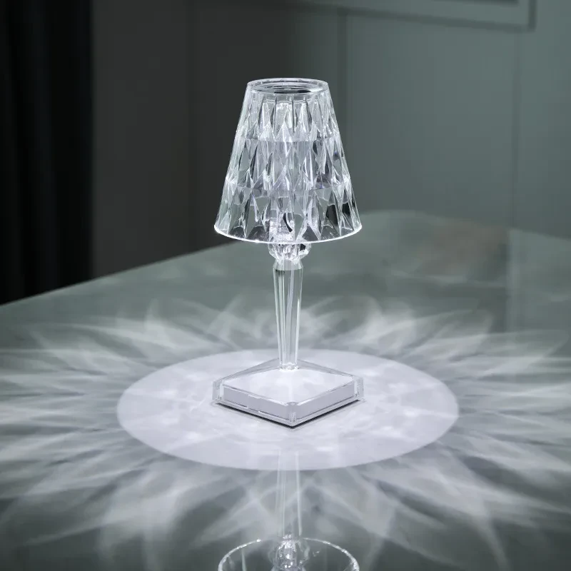 Rechargeable Portable Atmosphere Lamp Bedroom Bedside Wireless Crystal Diamond Table Lamp