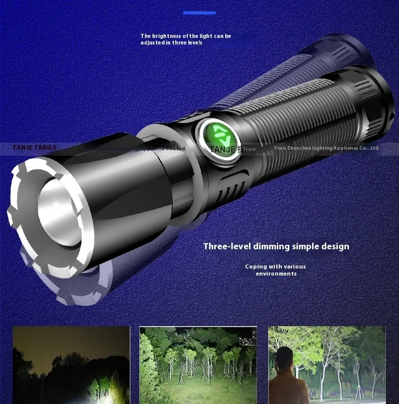 Led Outdoor USB Rechargeable Cob Sidelight Flashlight