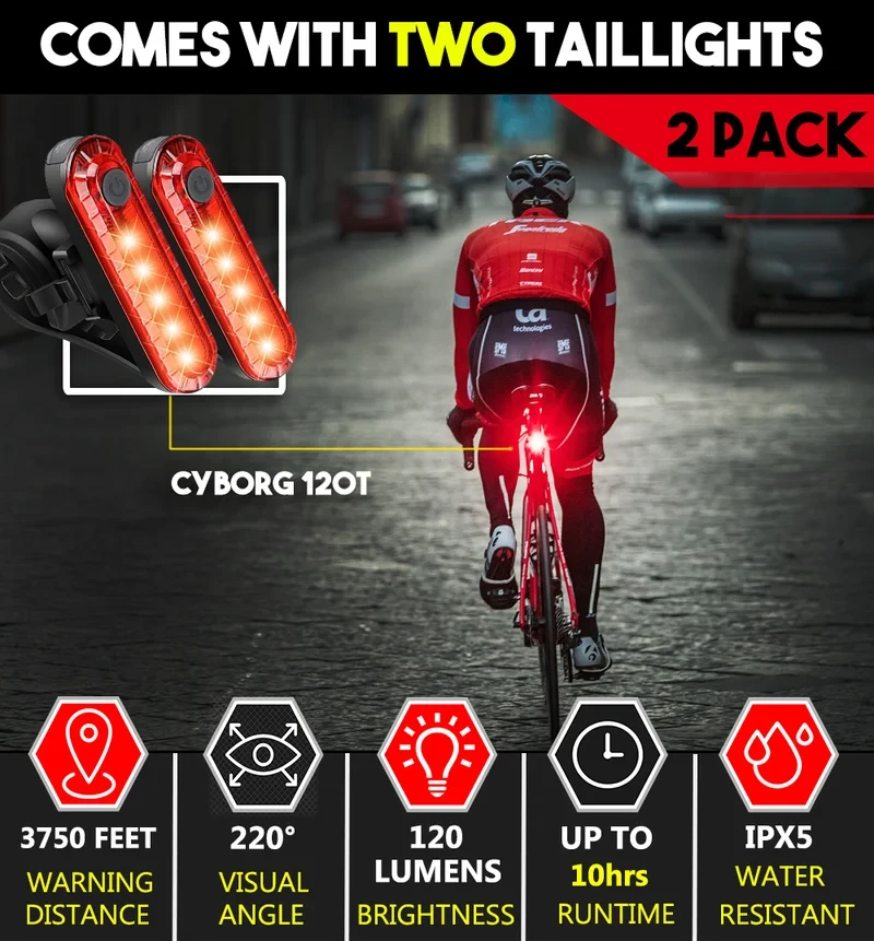 USB Rechargeable LED Bike Tail Light