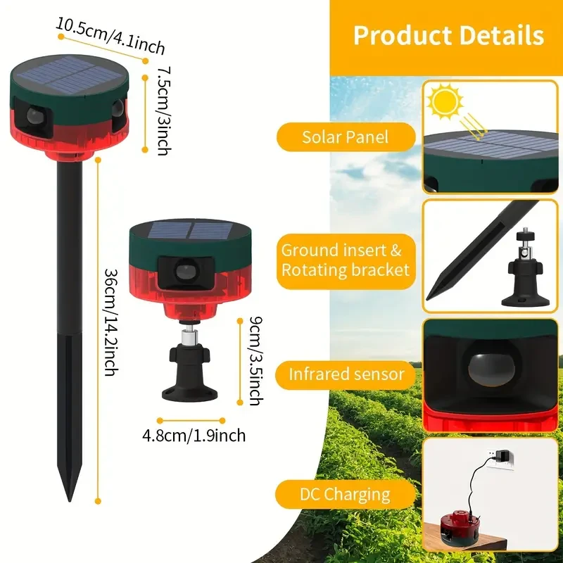 360 Solar Animal Repeller Alarm - Induction with 13 Effects and Recording