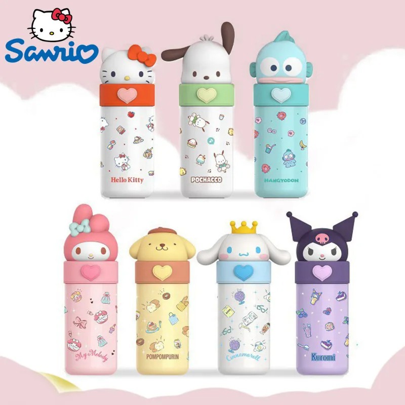 Sanrio Hello Kitty Water Cup 350ML Kawaii My Melody Thermos Cup, Anime Cartoon Kuromi Juice Cup, Insulated Water Bottle for Kids